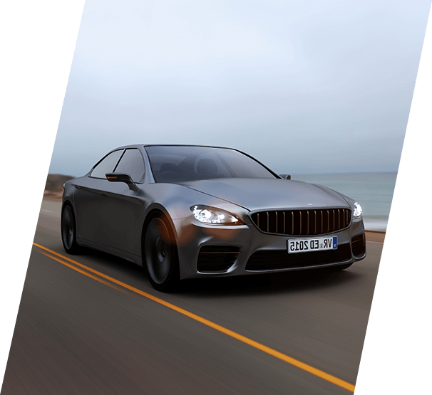 Grey car driving on a road by sea